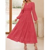 image:imageZESICA Womens 2026 Fall Long Sleeve Eyelet Maxi DressWatermelon