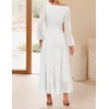image:imageZESICA Womens 2026 Fall Long Sleeve Eyelet Maxi DressWhite