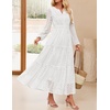 image:imageZESICA Womens 2026 Fall Long Sleeve Eyelet Maxi DressWhite
