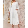 image:imageZESICA Womens 2026 Fall Long Sleeve Eyelet Maxi DressWhite