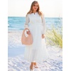 image:imageZESICA Womens 2026 Fall Long Sleeve Eyelet Maxi DressWhite