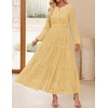 image:imageZESICA Womens 2026 Fall Long Sleeve Eyelet Maxi DressYellow