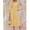 image:imageZESICA Womens 2026 Fall Long Sleeve Eyelet Maxi DressYellow