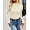 image:imageZESICA Womens 2026 Fall Long Sleeve Mock Neck Tops Going Out Knit ShirtsApricot