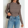 image:imageZESICA Womens 2026 Fall Long Sleeve Mock Neck Tops Going Out Knit ShirtsCoffee
