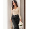 image:imageZESICA Womens 2026 Fall Long Sleeve Wrap Off Shoulder Y2K Going Out TopsApricot