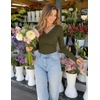 image:imageZESICA Womens 2026 Fall Long Sleeve Wrap Off Shoulder Y2K Going Out TopsArmygreen