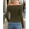 image:imageZESICA Womens 2026 Fall Long Sleeve Wrap Off Shoulder Y2K Going Out TopsArmygreen