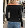 image:imageZESICA Womens 2026 Fall Long Sleeve Wrap Off Shoulder Y2K Going Out TopsBlack