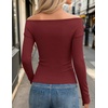 image:imageZESICA Womens 2026 Fall Long Sleeve Wrap Off Shoulder Y2K Going Out TopsBurgundy