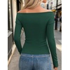 image:imageZESICA Womens 2026 Fall Long Sleeve Wrap Off Shoulder Y2K Going Out TopsDarkgreen
