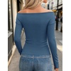 image:imageZESICA Womens 2026 Fall Long Sleeve Wrap Off Shoulder Y2K Going Out TopsDustyblue