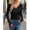 image:imageZESICA Womens 2026 Fall Long Sleeve Wrap Off Shoulder Y2K Going Out TopsPolkadotblack