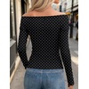 image:imageZESICA Womens 2026 Fall Long Sleeve Wrap Off Shoulder Y2K Going Out TopsPolkadotblack