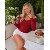 image:imageZESICA Womens 2026 Fall Long Sleeve Wrap Off Shoulder Y2K Going Out TopsRed