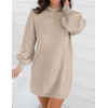 image:imageZESICA Womens 2026 Fall Mock Neck Mini Sweater Dress Pullover Knit DressesAlmond