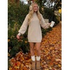image:imageZESICA Womens 2026 Fall Mock Neck Mini Sweater Dress Pullover Knit DressesAlmond