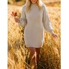 image:imageZESICA Womens 2026 Fall Mock Neck Mini Sweater Dress Pullover Knit DressesAlmond