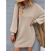 image:imageZESICA Womens 2026 Fall Mock Neck Mini Sweater Dress Pullover Knit DressesAlmond