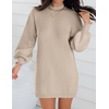 image:imageZESICA Womens 2026 Fall Mock Neck Mini Sweater Dress Pullover Knit DressesAlmond