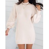 image:imageZESICA Womens 2026 Fall Mock Neck Mini Sweater Dress Pullover Knit DressesApricot