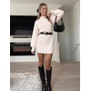 image:imageZESICA Womens 2026 Fall Mock Neck Mini Sweater Dress Pullover Knit DressesApricot