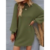 image:imageZESICA Womens 2026 Fall Mock Neck Mini Sweater Dress Pullover Knit DressesArmygreen