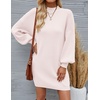 image:imageZESICA Womens 2026 Fall Mock Neck Mini Sweater Dress Pullover Knit DressesBeige