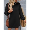 image:imageZESICA Womens 2026 Fall Mock Neck Mini Sweater Dress Pullover Knit DressesBlack