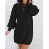 image:imageZESICA Womens 2026 Fall Mock Neck Mini Sweater Dress Pullover Knit DressesBlack