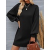image:imageZESICA Womens 2026 Fall Mock Neck Mini Sweater Dress Pullover Knit DressesBlack