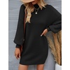 image:imageZESICA Womens 2026 Fall Mock Neck Mini Sweater Dress Pullover Knit DressesBlack