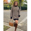 image:imageZESICA Womens 2026 Fall Mock Neck Mini Sweater Dress Pullover Knit DressesBrown