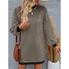 image:imageZESICA Womens 2026 Fall Mock Neck Mini Sweater Dress Pullover Knit DressesBrown
