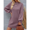 image:imageZESICA Womens 2026 Fall Mock Neck Mini Sweater Dress Pullover Knit DressesDarkviolet