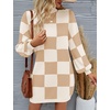 image:imageZESICA Womens 2026 Fall Mock Neck Mini Sweater Dress Pullover Knit DressesKhaki