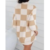 image:imageZESICA Womens 2026 Fall Mock Neck Mini Sweater Dress Pullover Knit DressesKhaki