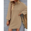 image:imageZESICA Womens 2026 Fall Mock Neck Mini Sweater Dress Pullover Knit DressesLightcamel