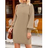 image:imageZESICA Womens 2026 Fall Mock Neck Mini Sweater Dress Pullover Knit DressesLightcamel