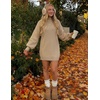 image:imageZESICA Womens 2026 Fall Mock Neck Mini Sweater Dress Pullover Knit DressesLightcamel