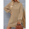 image:imageZESICA Womens 2026 Fall Mock Neck Mini Sweater Dress Pullover Knit DressesLightcamel