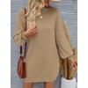 image:imageZESICA Womens 2026 Fall Mock Neck Mini Sweater Dress Pullover Knit DressesLightcamel