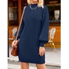 image:imageZESICA Womens 2026 Fall Mock Neck Mini Sweater Dress Pullover Knit DressesNavy