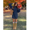 image:imageZESICA Womens 2026 Fall Mock Neck Mini Sweater Dress Pullover Knit DressesNavy