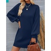 image:imageZESICA Womens 2026 Fall Mock Neck Mini Sweater Dress Pullover Knit DressesNavy