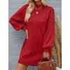 image:imageZESICA Womens 2026 Fall Mock Neck Mini Sweater Dress Pullover Knit DressesRed