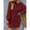 image:imageZESICA Womens 2026 Fall Mock Neck Mini Sweater Dress Pullover Knit DressesWine