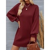 image:imageZESICA Womens 2026 Fall Mock Neck Mini Sweater Dress Pullover Knit DressesWine