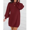 image:imageZESICA Womens 2026 Fall Mock Neck Mini Sweater Dress Pullover Knit DressesWine