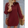 image:imageZESICA Womens 2026 Fall Mock Neck Mini Sweater Dress Pullover Knit DressesWine